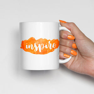 "Inpsire" on Orange Watercolor Mug