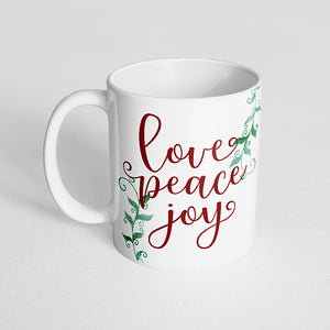 "Love peace joy" Mug