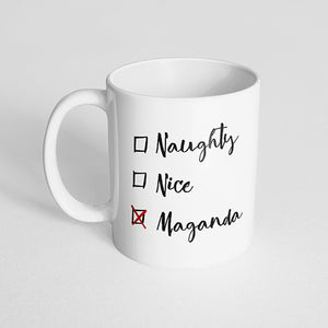 "Naughty Nice Maganda" Checklist, Christmas Mug
