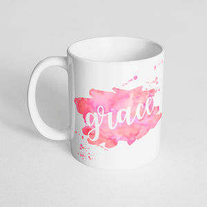 Your Name with a Watercolor Splatter Design on a Classic White Mug- Version 4