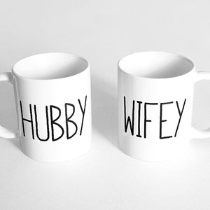 "Hubby" and "Wifey" Couple Mugs
