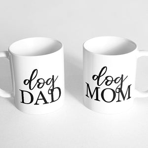"Dog dad" and "Dog mom" Couple Mugs