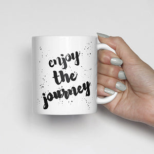 "Enjoy the journey" Watercolor, Calligraphy Mug