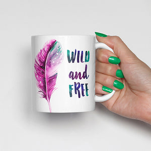 "Wild and free" with Purple Feather Mug