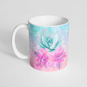 Blue and Pink Succulent Mug