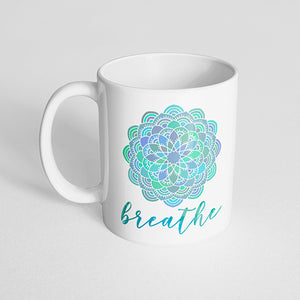 "Breathe" mandala mug