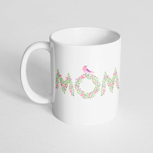 "Mom" Floral Letters Mug