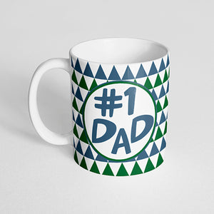 "#1 Dad" with Blue and Green Triangles Mug