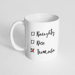 "Naughty Nice Tumaba" Checklist, Christmas Mug