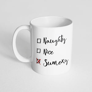 "Naughty Nice Sumexy" Checklist, Christmas Mug