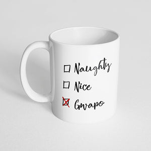 "Naughty Nice Gwapo" Checklist, Christmas Mug