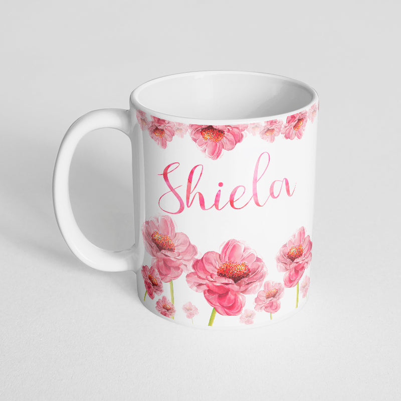 Your name with pink watercolor florals Mug