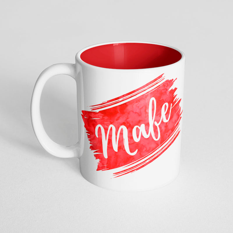 Your Name with a Red Watercolor Design on a Red Innercolor Mug
