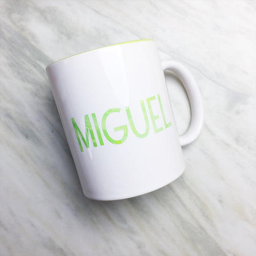 Your Name on a Light Green Inner-color Mug